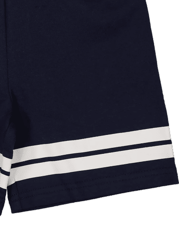 Navy Striped Cotton Shorts