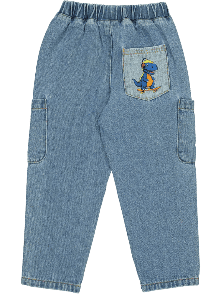 Blue Cotton Cargo Jeans (2)