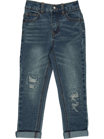 Distressed Blue Denim Jeans