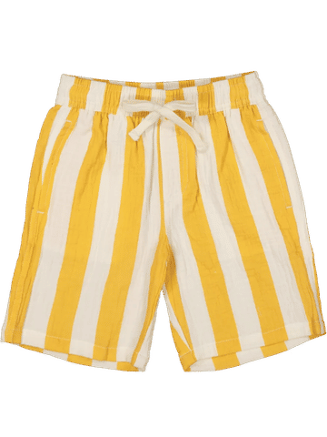Yellow Striped Cotton Shorts