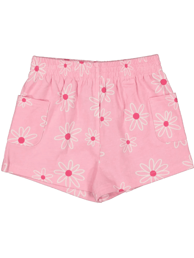 Pink Daisy Print Shorts