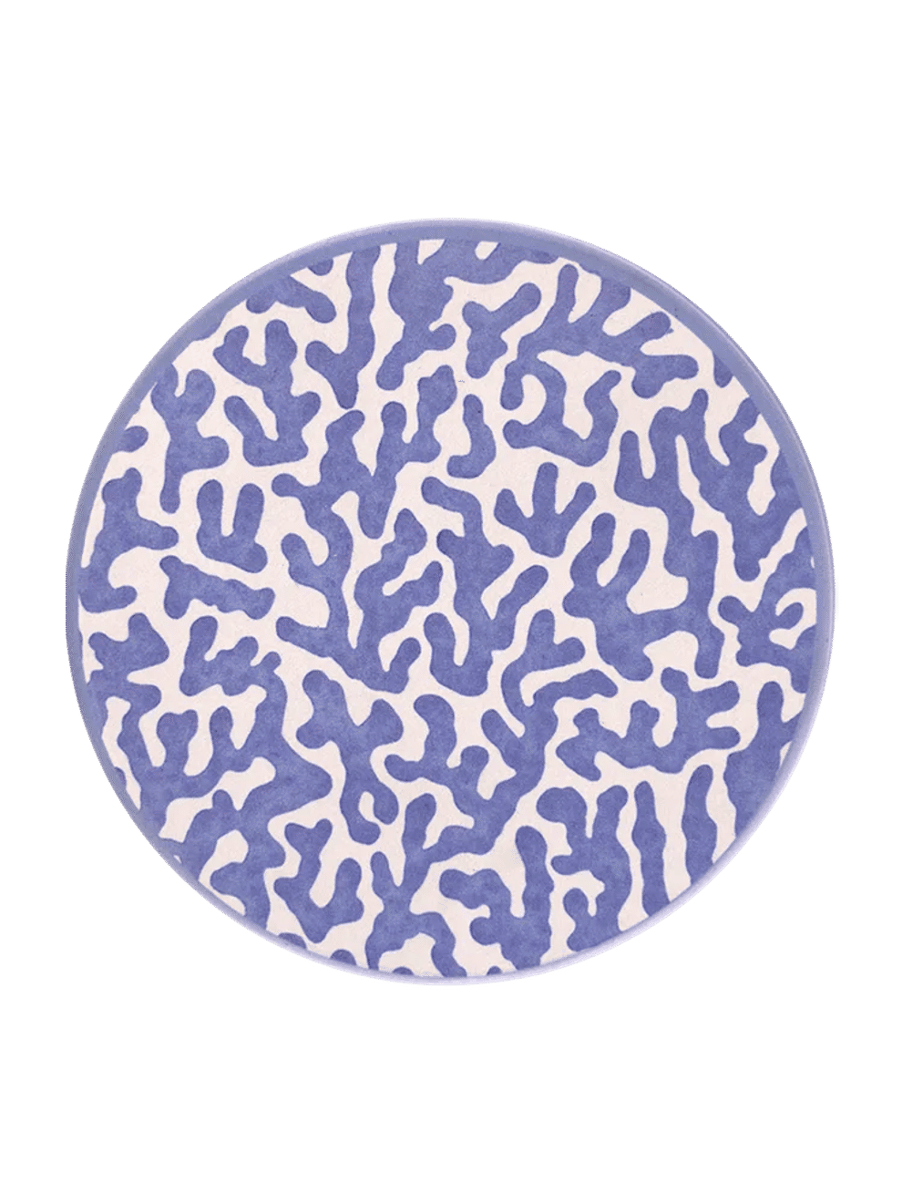 Round Ceramic Coaster With Blue Pattern