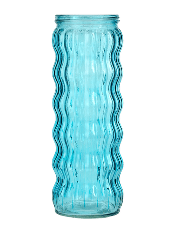 Tall Blue Ribbed Glass Vase 22cm