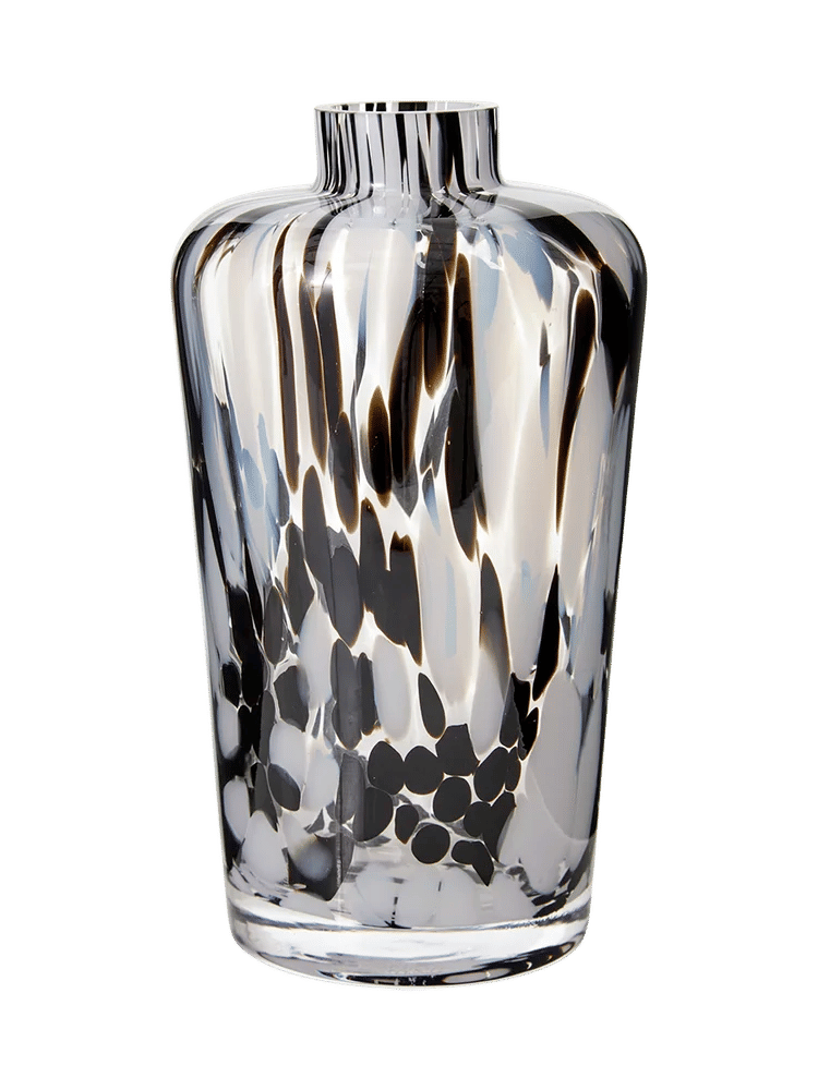 Monochrome Speckled Glass Vase 20.5cm (2)