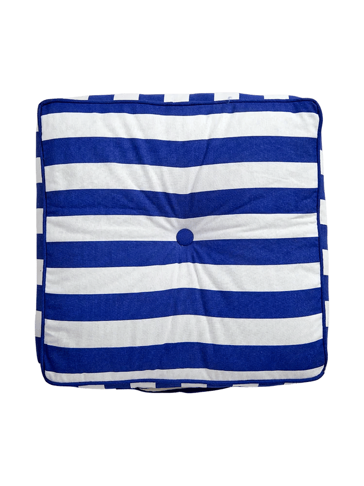 Blue and White Striped Cushion