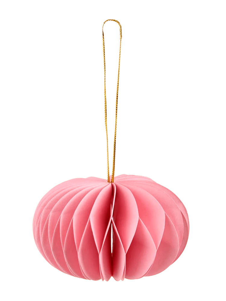 Pink Paper Honeycomb Christmas Hanging Decoration