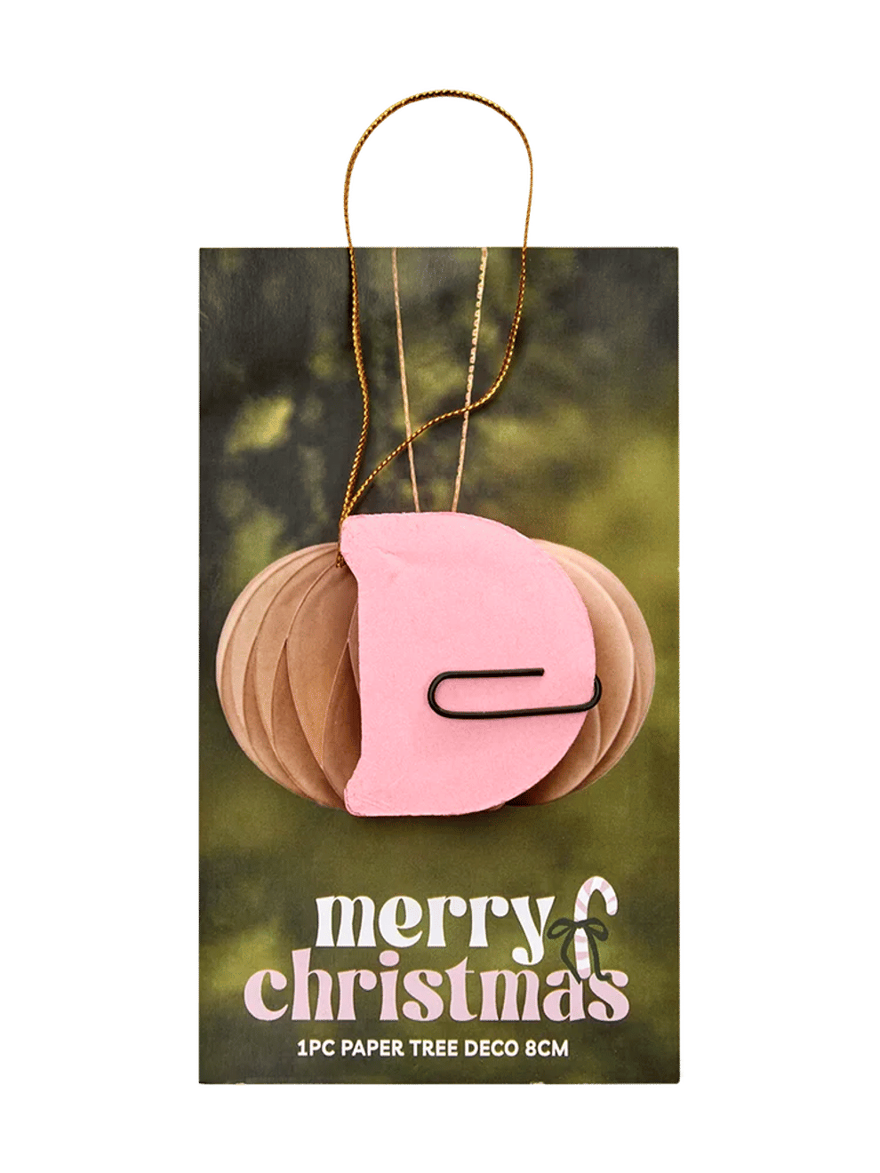 Pink Paper Honeycomb Christmas Hanging Decoration (1)