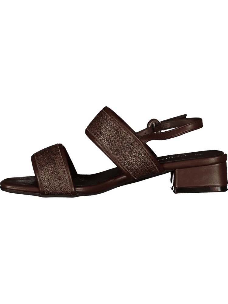 Brown Woven Block Heel Sandals