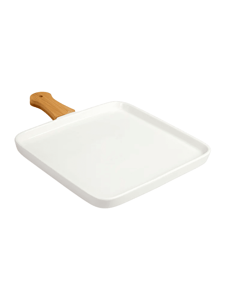 Square Ceramic Serving Plate With Handle 35.5x25cm