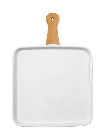 Square Ceramic Serving Plate With Handle 35.5x25cm