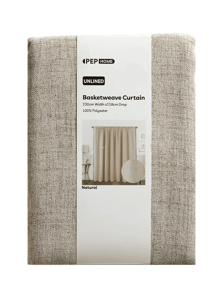 Natural Basketweave Unlined Curtain