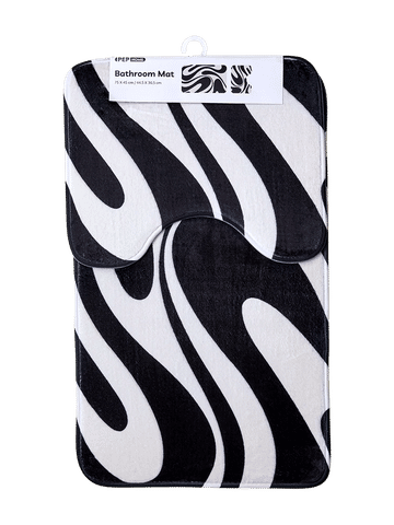 Black and White Swirl Bath Mat Set