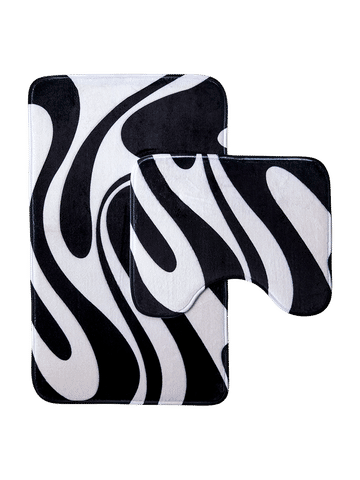 Black and White Swirl Bath Mat Set