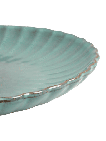 Scalloped Teal Ceramic Dinner Plate 25cm