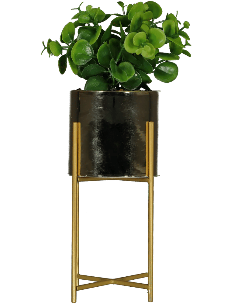 Faux Plant On Gold Pot