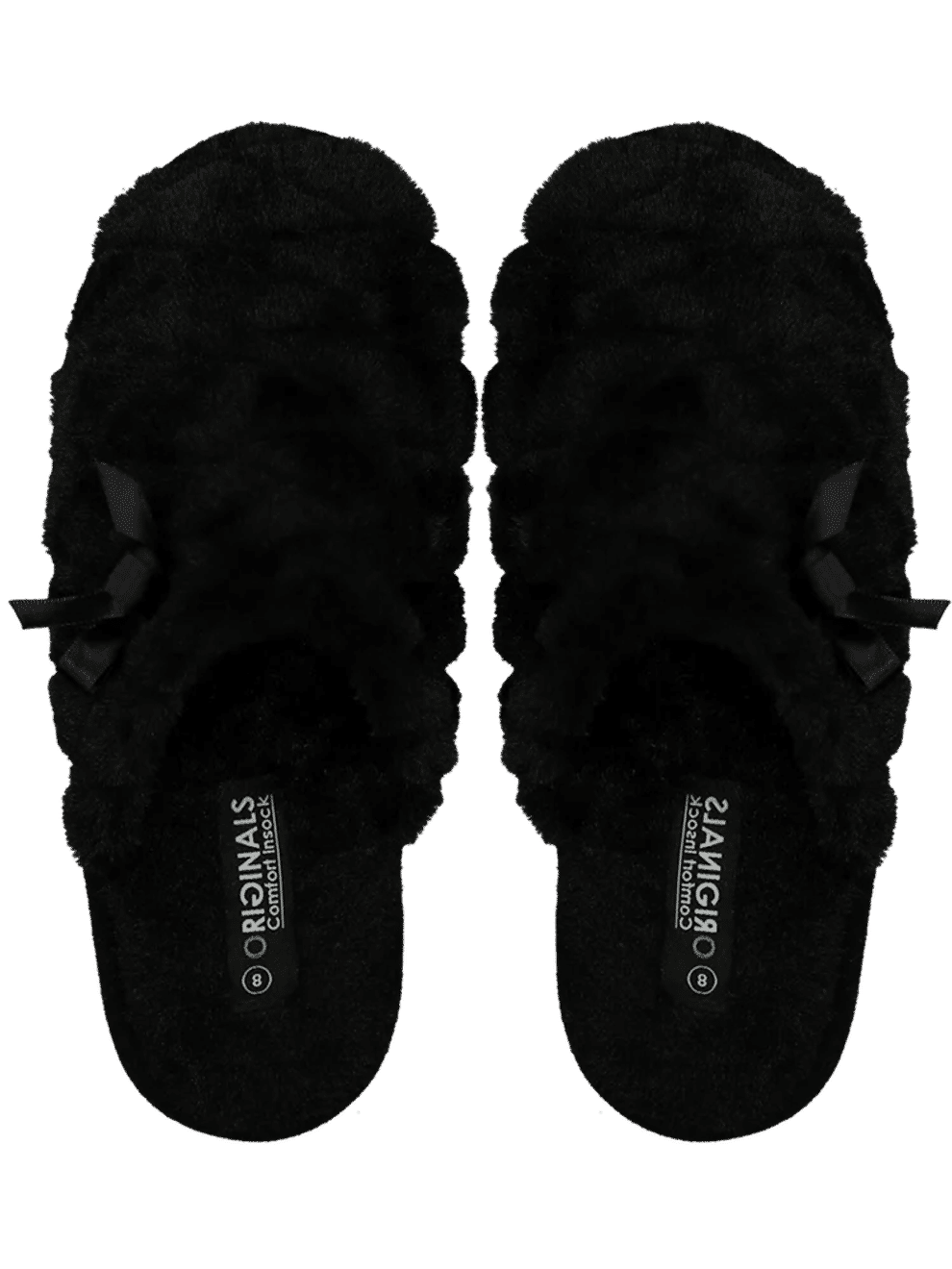Black Faux Fur Slippers