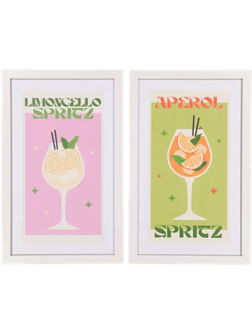 2 Pack Vibrant Cocktail Art Frames
