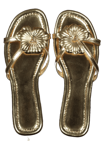 Metallic Gold Floral Detail Sandals