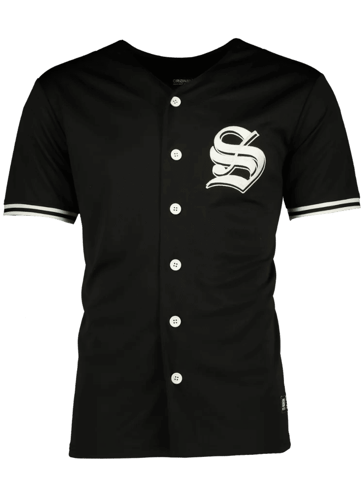 Black Button Up Baseball T-Shirt