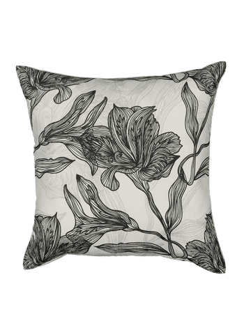 Monochrome Floral Print Scatter Cushion