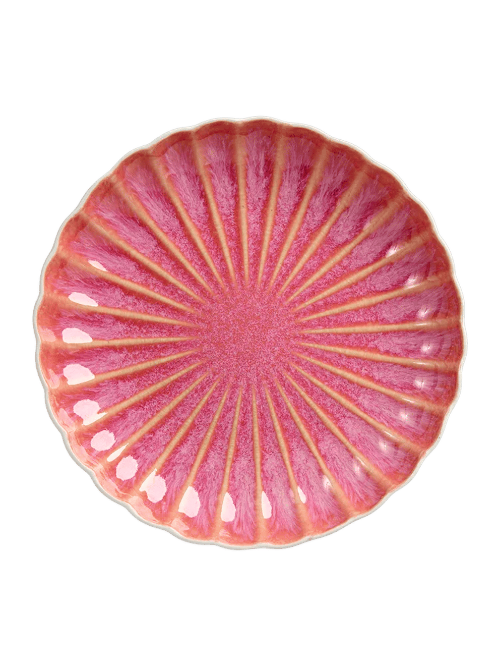 Pink Scalloped Ceramic Dinner Plate 27.8cm