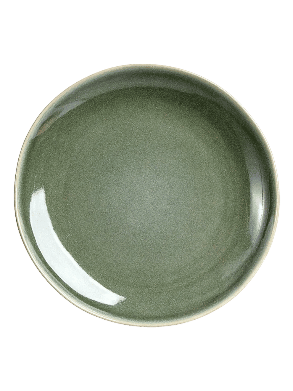 Round Olive Green Ceramic Plate 22.3cm