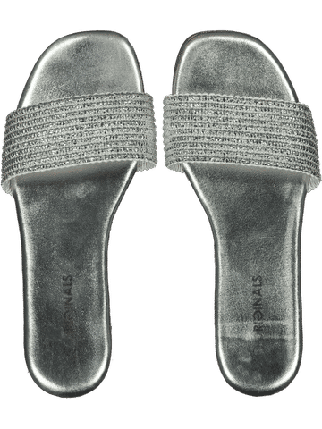 Silver Embellished Slide Sandals
