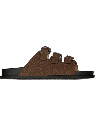 Leopard Print Triple Buckle Sandals