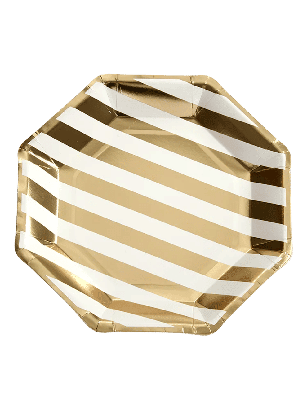 Gold and White Striped Paper Plates
