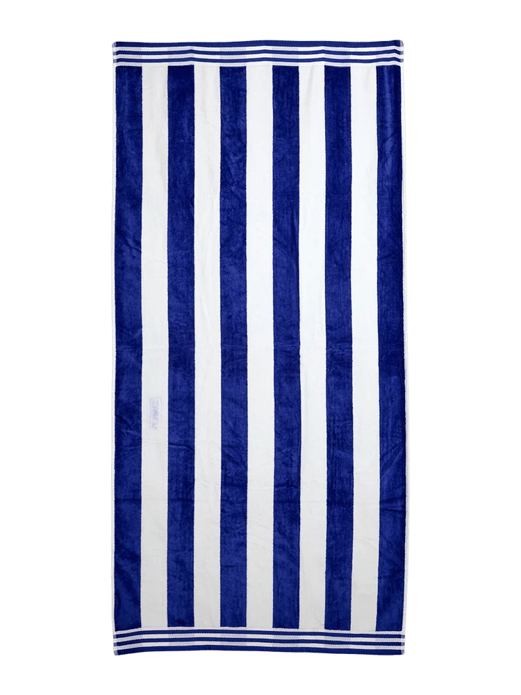 Blue and White Striped Beach Towel