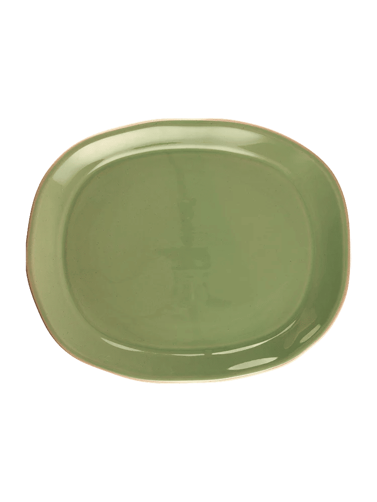 Oval Green Ceramic Serving Plate 41cm