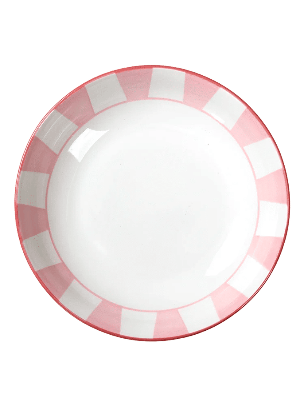 Pink and White Striped Ceramic Bowl (1)