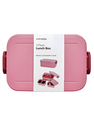 3 Piece Pink Lunch Box