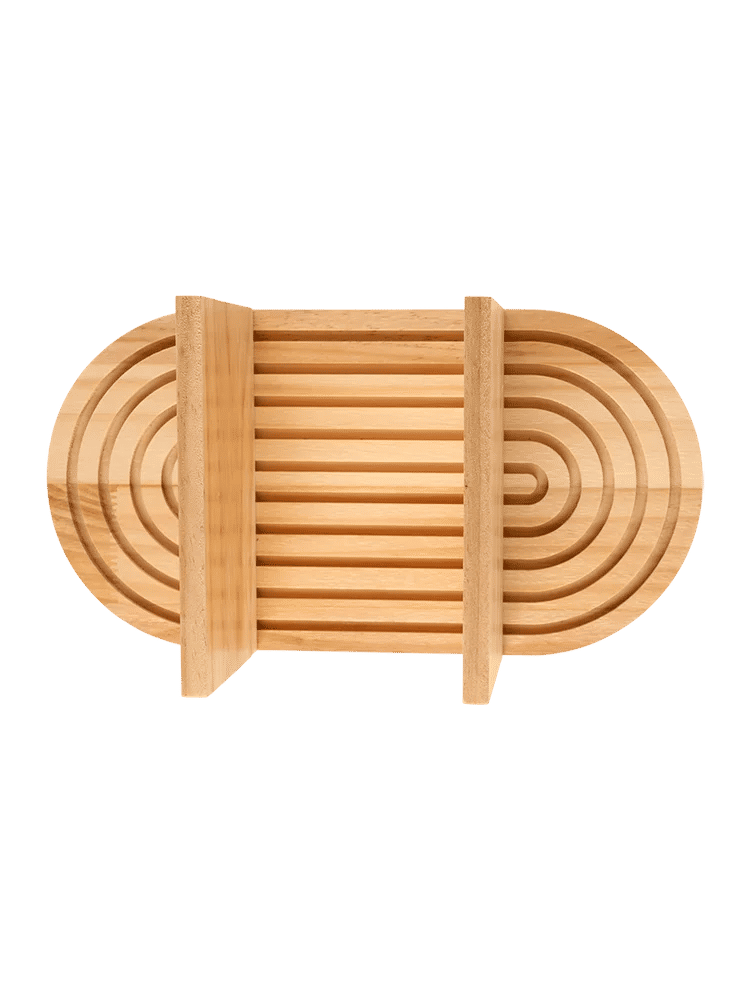 Oval Wooden Slatted Display Shelf
