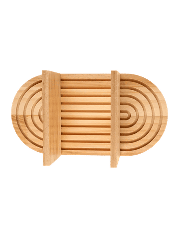 Oval Wooden Slatted Display Shelf