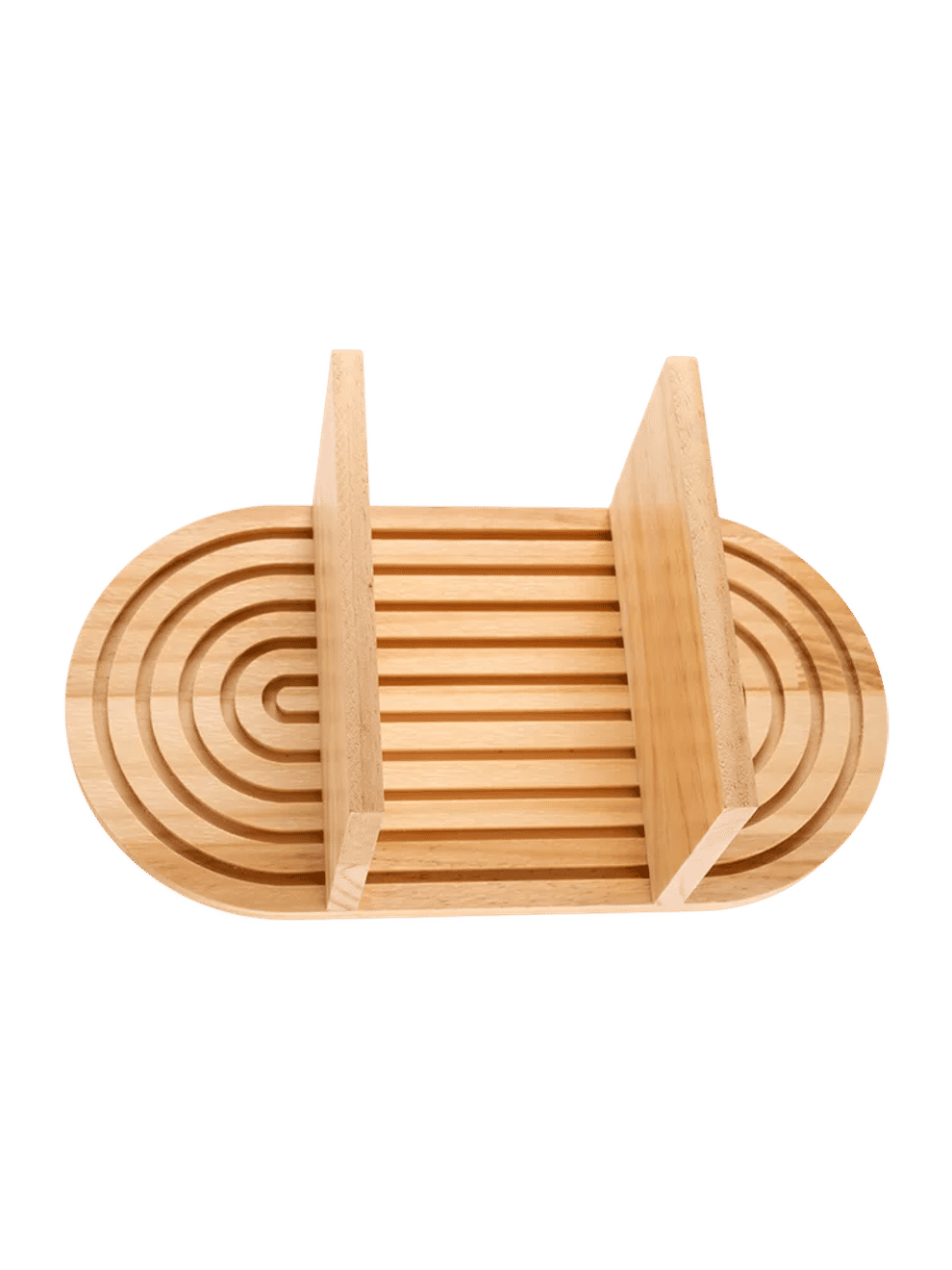 Oval Wooden Slatted Display Shelf (1)