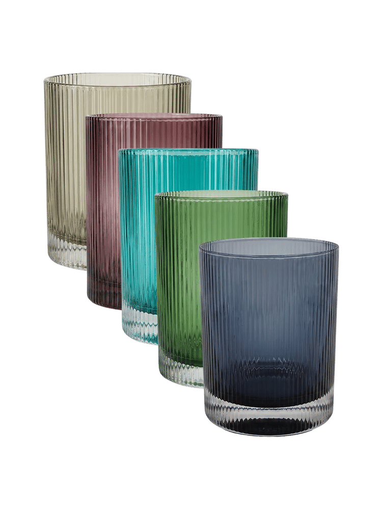Ribbed Glass Tumbler ( Assorted ) 8x8x10cm