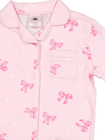 Pink Bow Print Pyjama Set
