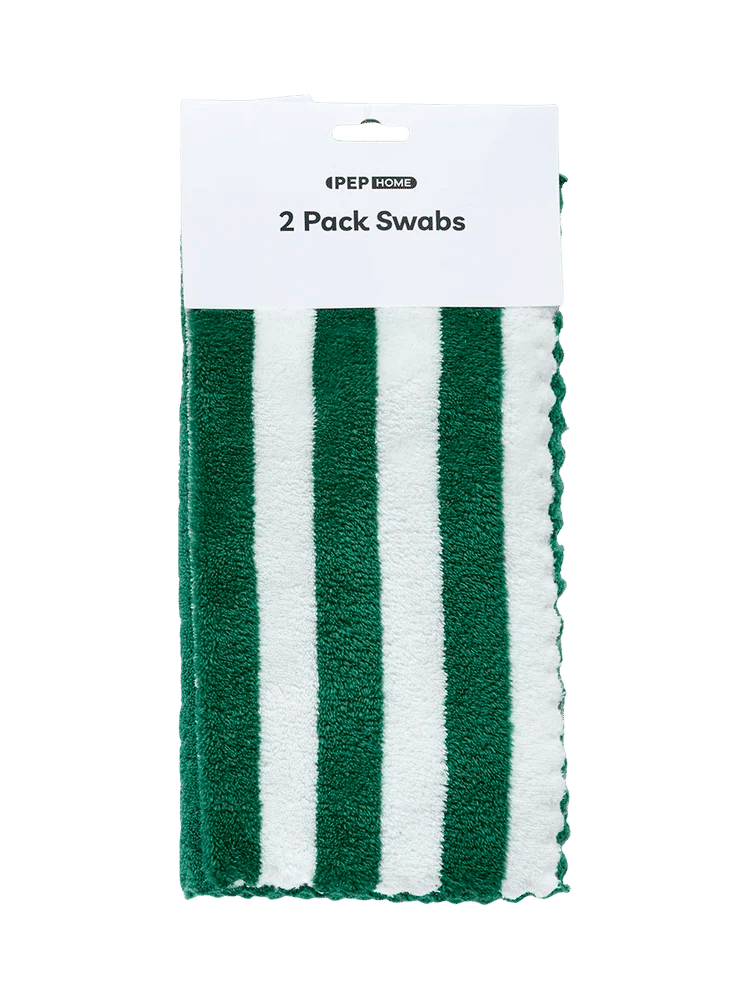 Two Pack Green Striped Swabs