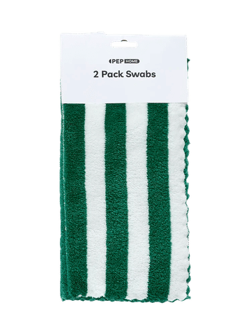 Two Pack Green Striped Swabs