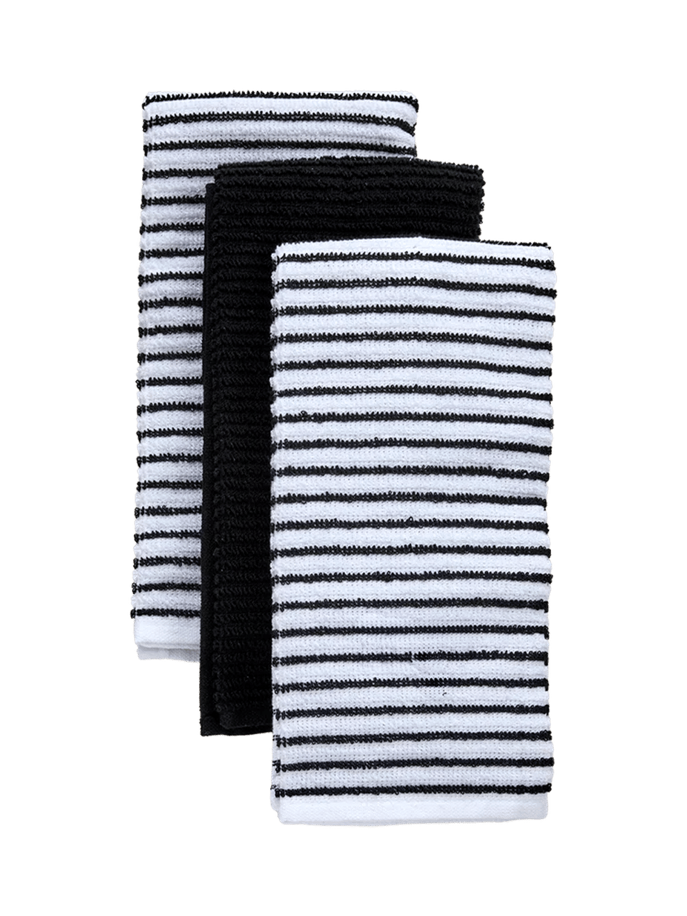 3 Pack Black and White Striped Dishcloths