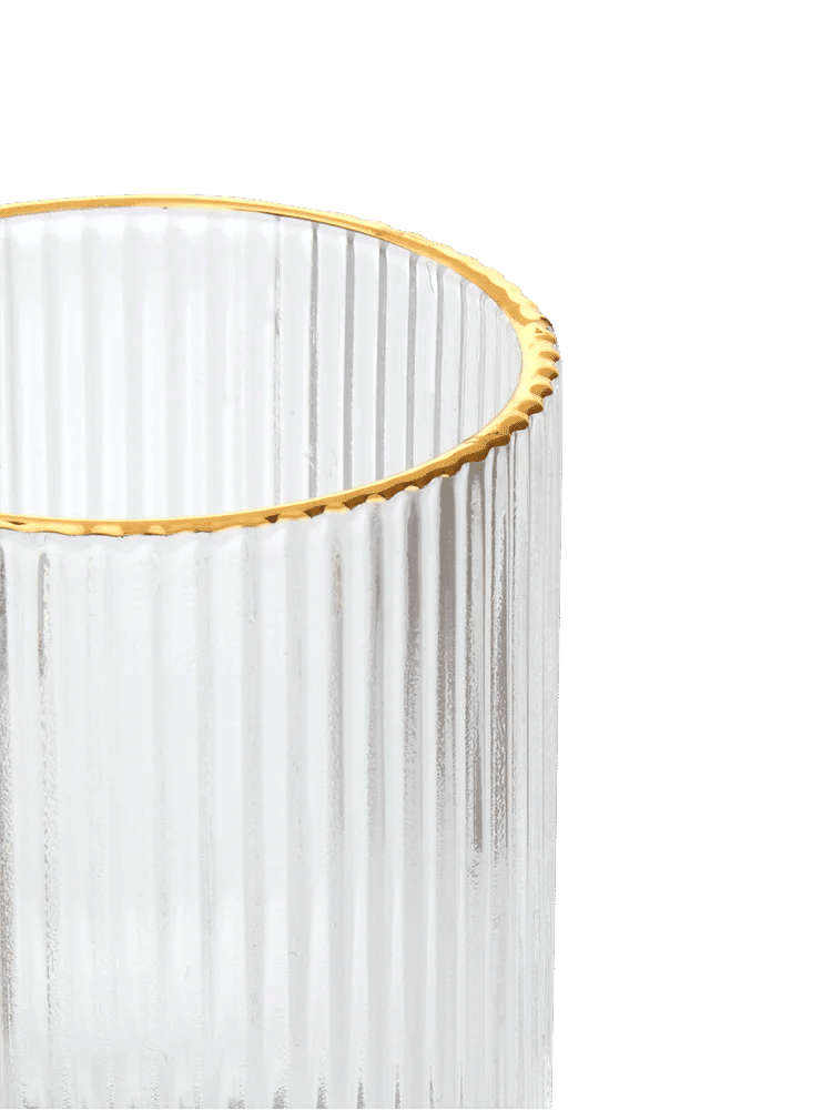Ribbed Glass Tumbler Gold Rim (1)