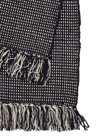Black and White Textured Cotton Mat