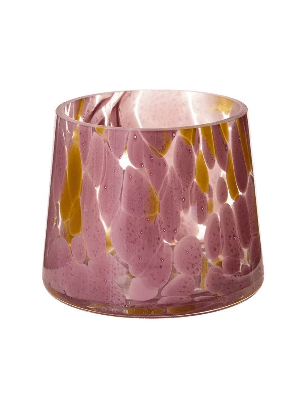 Pink and Gold Speckled Glass Vase 10cm