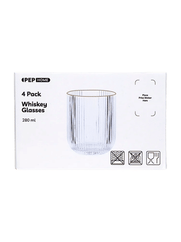 4-Piece Ribbed Whiskey Glass 250ml