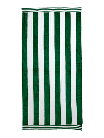 Green and White Striped Beach Towel