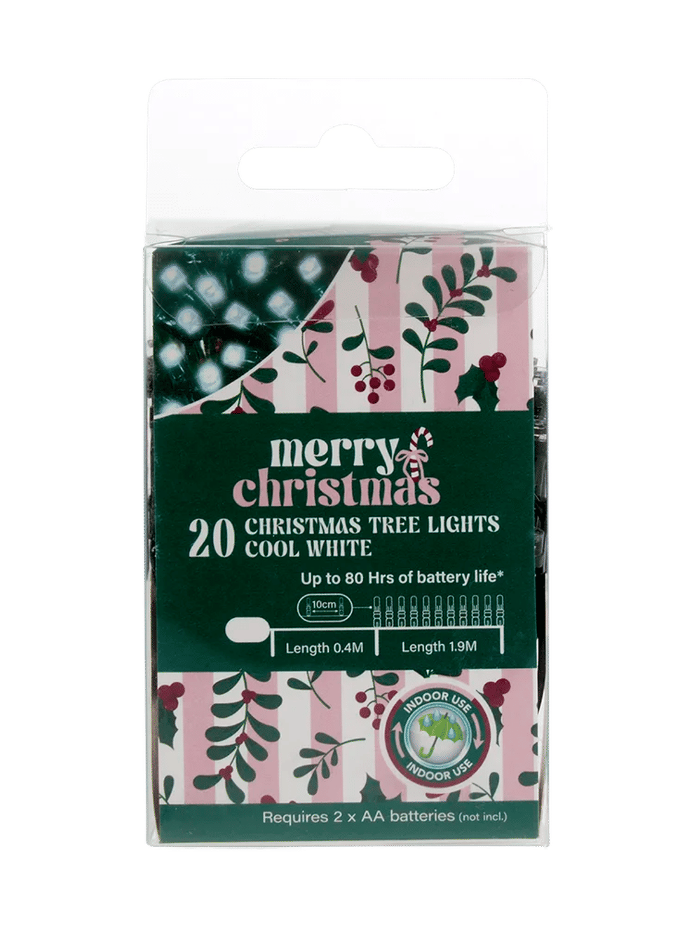 20 Cool White Battery Christmas Lights