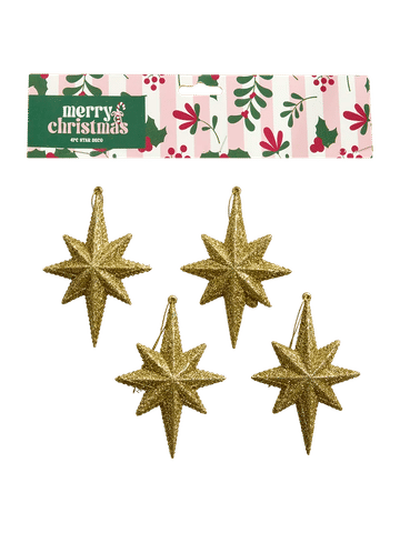 4 Piece Gold Glitter Star Set