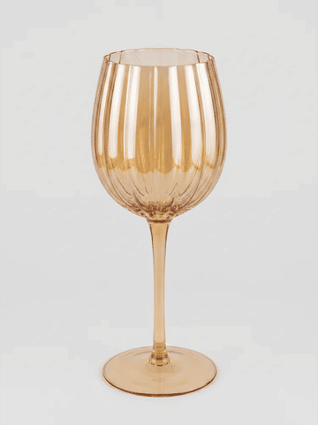 Ribbed Glass Wine Goblet 22cm