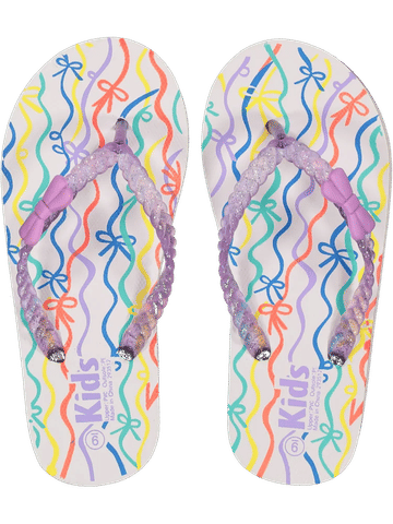 Ribbon Print Glitter Flip Flops